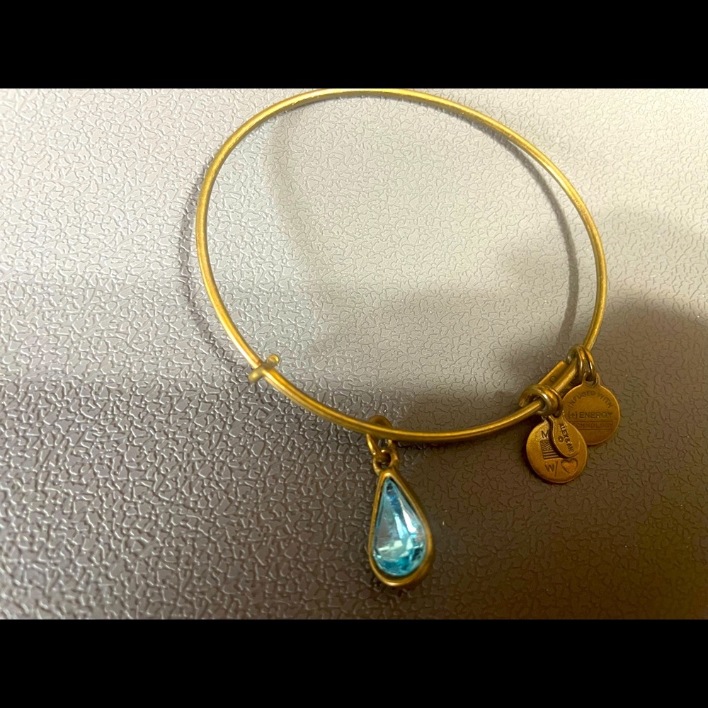 Alex and Ani Adjustable bangle, blue Chrystal.